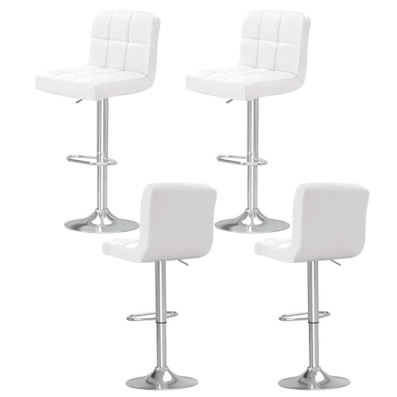 Artiss 4x Bar Stools Leather Gas Lift White - RnR Galore