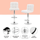Artiss 4x Bar Stools Leather Gas Lift White - RnR Galore