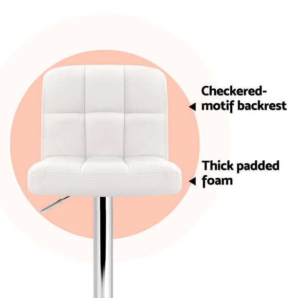Artiss 4x Bar Stools Leather Gas Lift White - RnR Galore