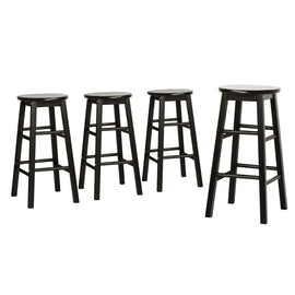 Artiss 4x Bar Stools Round Chairs Wooden Black - RnR Galore