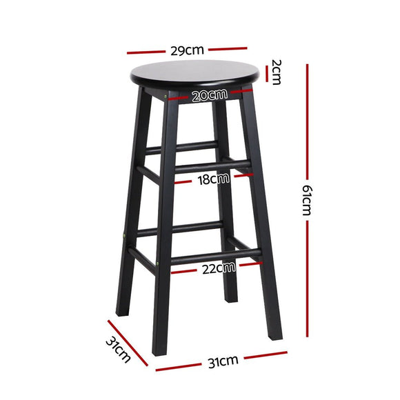 Artiss 4x Bar Stools Round Chairs Wooden Black - RnR Galore