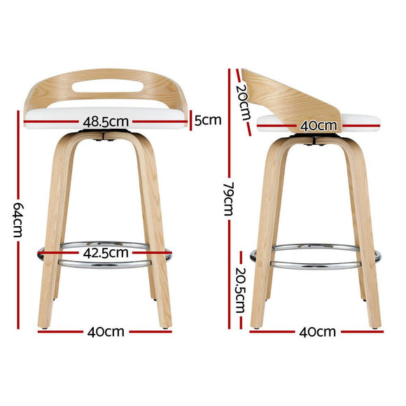 Artiss 4x Bar Stools Swivel Dining Chairs Low Back Counter Seat PU Cushion - RnR Galore