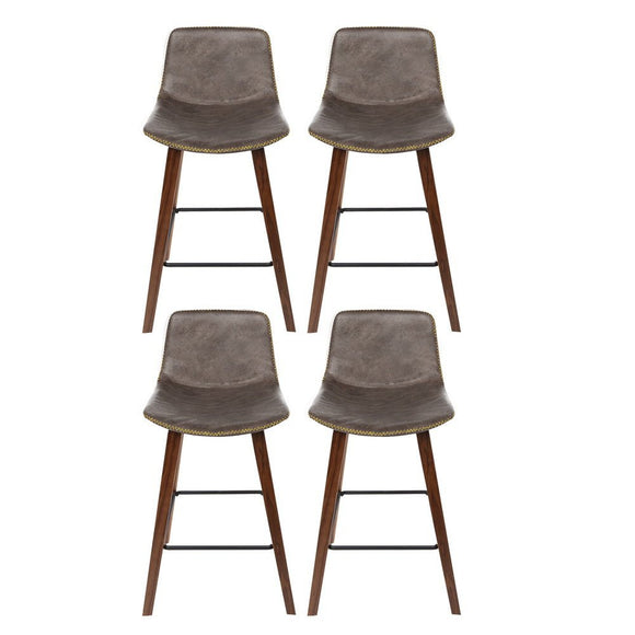 Artiss 4x Bar Stools Vintage Leather Wooden - RnR Galore