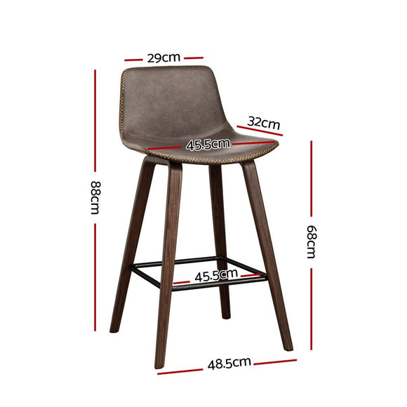 Artiss 4x Bar Stools Vintage Leather Wooden - RnR Galore