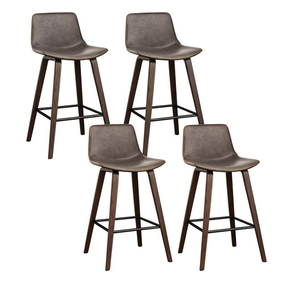 Artiss 4x Bar Stools Vintage Leather Wooden - RnR Galore