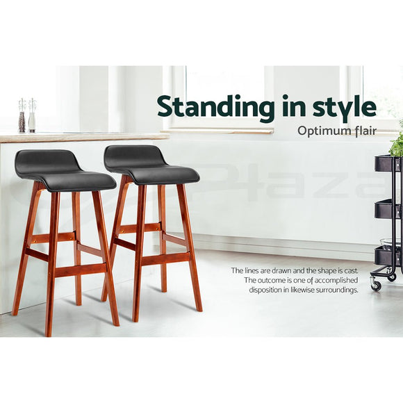 Artiss 4x Bar Stools Wooden Stool Black - RnR Galore