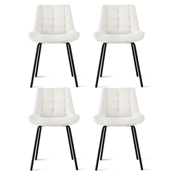 Artiss 4x Dining Chairs Velvet Tufted Kitchen Lounge Cafe Accent Chair Beige - RnR Galore
