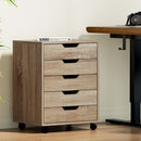 Artiss 5 - Drawer Filing Cabinet Mobile Rolling Storage Cabinet Chest of Drawers Stand Scratch Beige - RnR Galore