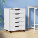 Artiss 5 - Drawer Filing Cabinet Mobile Rolling Storage Cabinet Chest of Drawers Stand White - RnR Galore