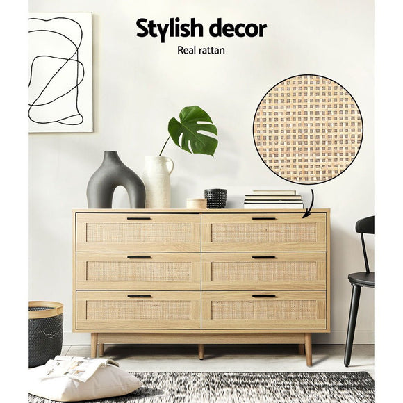 Artiss 6 Chest of Drawers - BRIONY Oak - RnR Galore