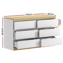 Artiss 6 Chest of Drawers Cabinet Dresser Table Tallboy Storage Bedroom White - RnR Galore