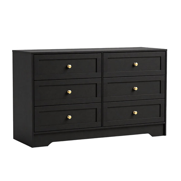 Artiss 6 Chest of Drawers Tallboy Cabinet - LEIF Black - RnR Galore