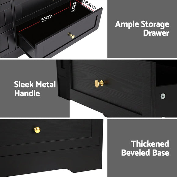 Artiss 6 Chest of Drawers Tallboy Cabinet - LEIF Black - RnR Galore