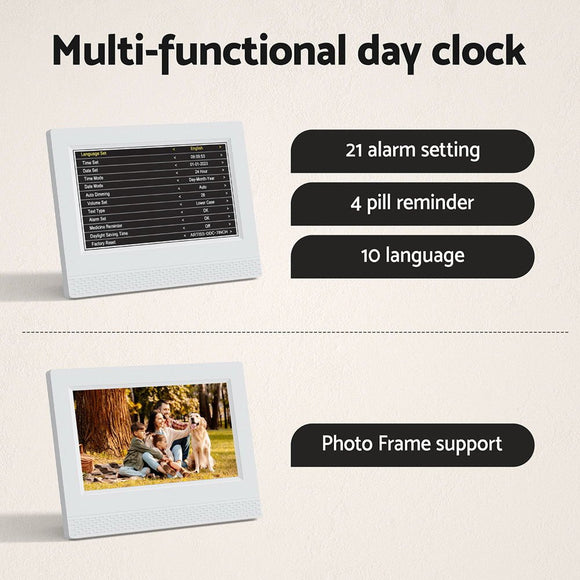 Artiss 7" Digital Day Clock Calendar Alarm White - RnR Galore