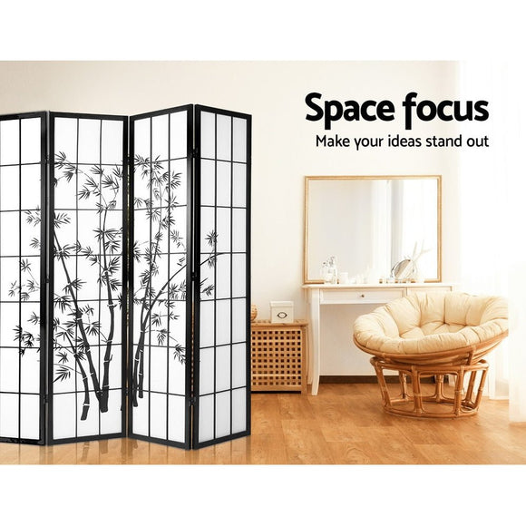 Artiss 8 Panel Room Divider Screen 348x179cm Bamboo Black White - RnR Galore