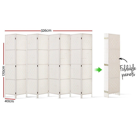 Artiss 8 Panel Room Divider Screen Privacy Timber Foldable Dividers Stand White - RnR Galore