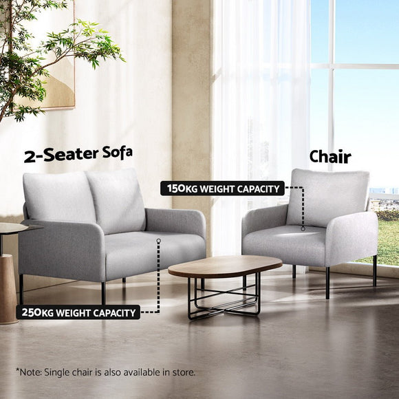 Artiss Armchair 2 - Seater Sofa Pillow Linen Grey - RnR Galore