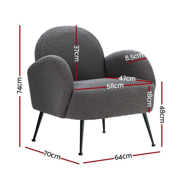 Artiss Armchair Boucle Charcoal Hanes - RnR Galore