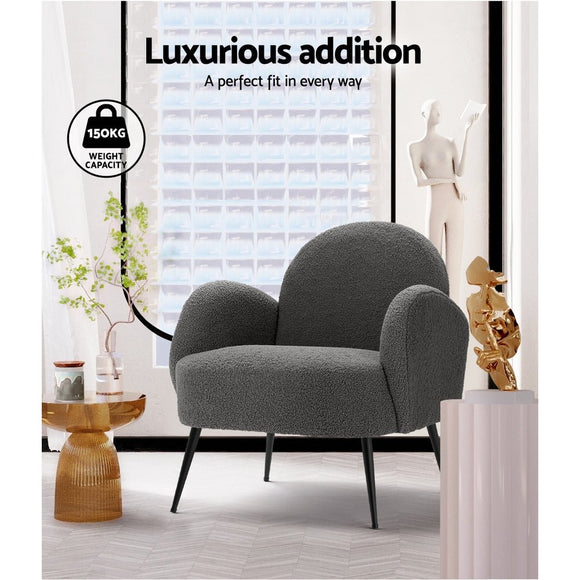 Artiss Armchair Boucle Charcoal Hanes - RnR Galore
