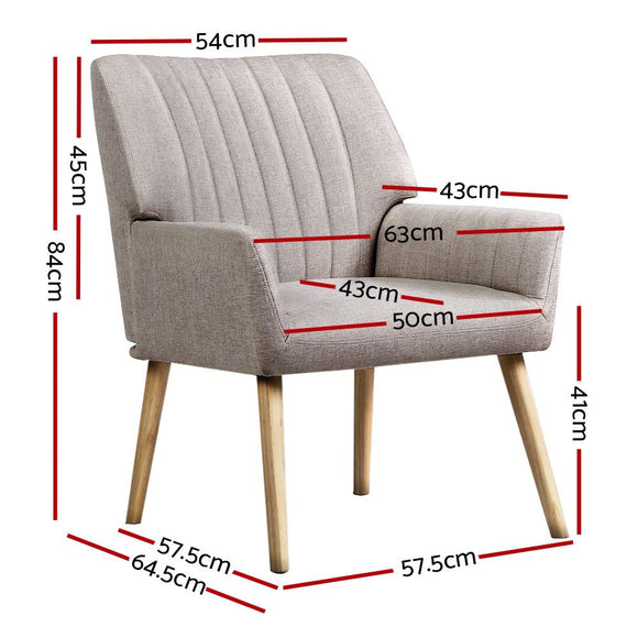 Artiss Armchair Fabric Beige Sebastini - RnR Galore