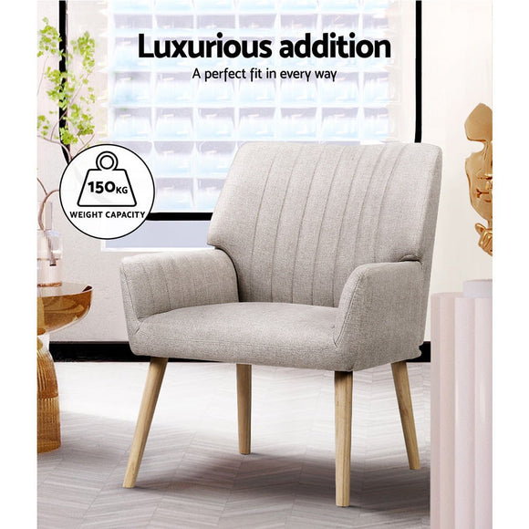 Artiss Armchair Fabric Beige Sebastini - RnR Galore