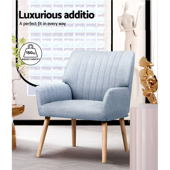 Artiss Armchair Fabric Blue Grey Sebastini - RnR Galore