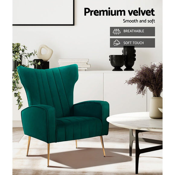 Artiss Armchair Green Velvet Kate - RnR Galore