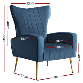 Artiss Armchair Navy Velvet Kate - RnR Galore