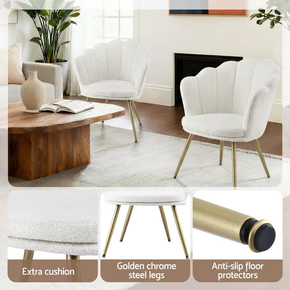 Artiss Armchair Teddy Fleece White Callista - RnR Galore