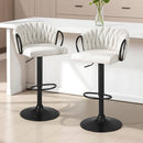 Artiss Bar Stool x2 Kitchen Dining Chair Counter Gaslift Woven Velvet Ivory - RnR Galore