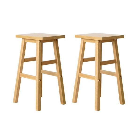 Artiss Bar Stools Kitchen Counter Stools Wooden Chairs Natural x2 - RnR Galore