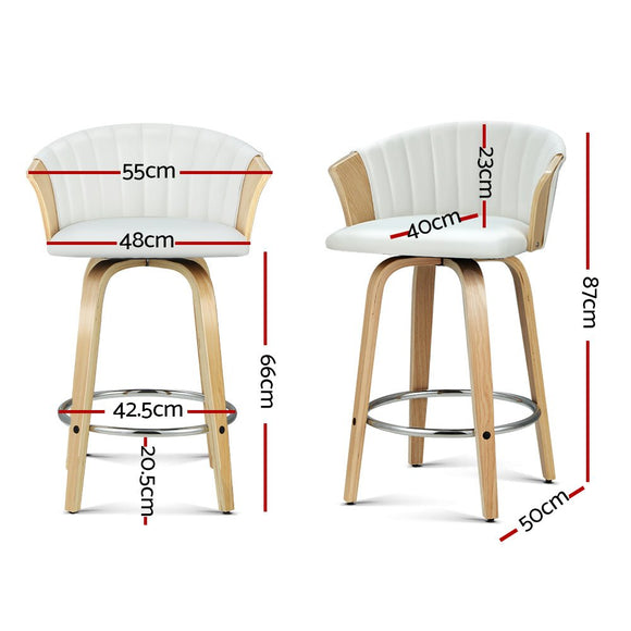 Artiss Bar Stools Kitchen Leather Barstools Swivel Counter Chairs x2 - RnR Galore