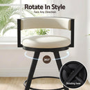 Artiss Bar Stools Set of 4 Swivel Kitchen Chair Metal Counter Beige Leather - RnR Galore