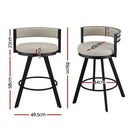 Artiss Bar Stools Set of 4 Swivel Kitchen Chair Metal Counter Beige Leather - RnR Galore