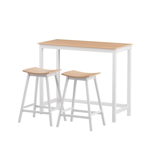 Artiss Bar Table and Stools Set Dining Desk Solid Wood Kitchen Chairs Cafe Pub - RnR Galore