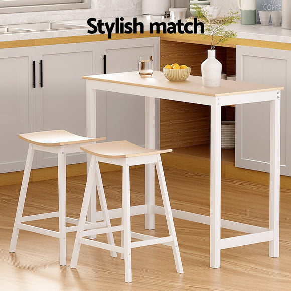 Artiss Bar Table and Stools Set Dining Desk Solid Wood Kitchen Chairs Cafe Pub - RnR Galore