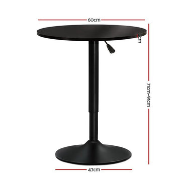 Artiss Bar Table Gas Lift Round Black - RnR Galore