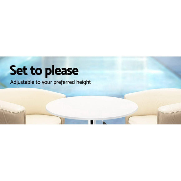 Artiss Bar Table Gas Lift Round White - RnR Galore