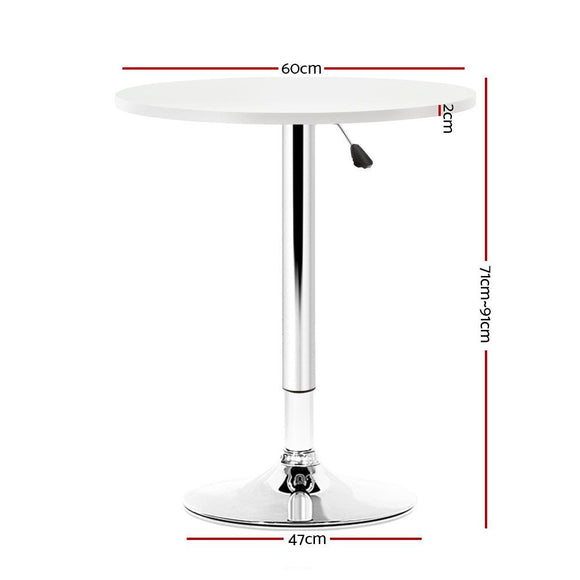 Artiss Bar Table Gas Lift Round White - RnR Galore