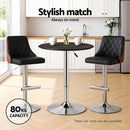 Artiss Bar Table Round Swivel Height Adjustable 62cm Modern PVC Leather Black - RnR Galore