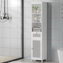 Artiss Bathroom Cabinet Storage 161cm White Rattan Tallboy Toilet Cupboard - RnR Galore