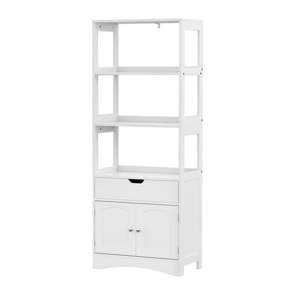 Artiss Bathroom Floor Storage Cabinet with 2 Drawers 3 Open Shelves 2 Doors White - RnR Galore