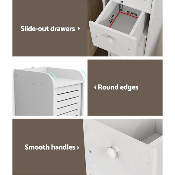 Artiss Bathroom Toilet Storage Cabinet Laundry Tallboy Cupboard Slim Corner - RnR Galore