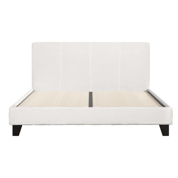 Artiss Bed Frame Double Size Boucle Fabric Mattress Base Platform Wooden - RnR Galore