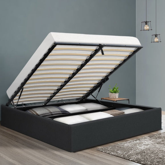 Artiss Bed Frame Double Size Gas Lift Base Charcoal TOKI - RnR Galore