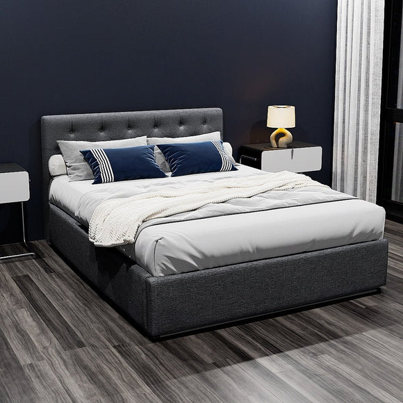 Artiss Bed Frame Double Size Gas Lift Charcoal VILA - RnR Galore