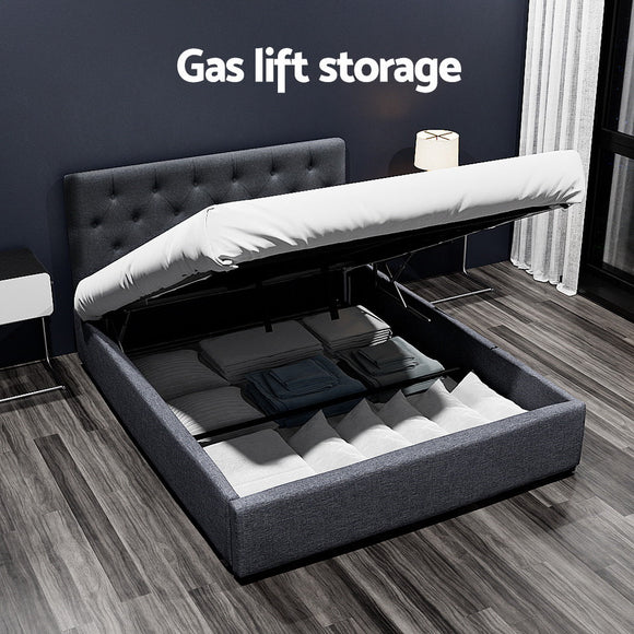 Artiss Bed Frame Double Size Gas Lift Charcoal VILA - RnR Galore