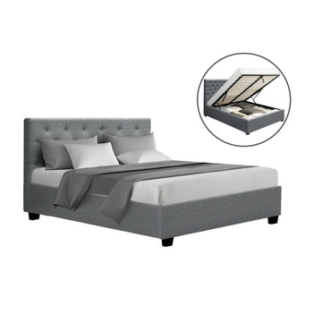 Artiss Bed Frame Double Size Gas Lift Grey VILA - RnR Galore