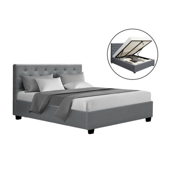 Artiss Bed Frame Double Size Gas Lift Grey VILA - RnR Galore