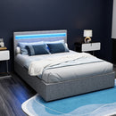 Artiss Bed Frame Double Size LED Gas Lift Grey COLE - RnR Galore